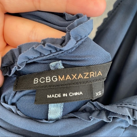 BCBG MAXAZRIA Blue Ruffle Halter Dress XS - Picture 7 of 9